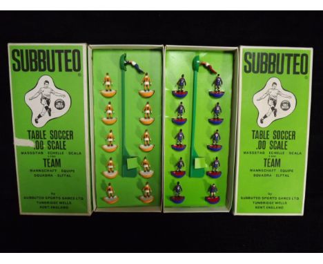 2 x GB Subbuteo Football Teams. c1970's. Reference No.13 - Tangerine Strip which is listed as Blackpool or Holland Volendam a