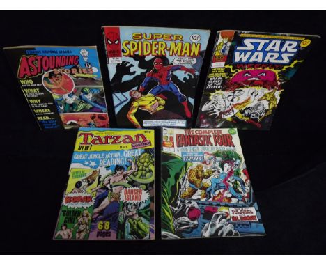 5 x 1970's Comic Magazines. Edgar Rice Burrows - 'Tarzan' No.1. 3 x Marvel Comics - 'Super Spider-Man' No.284, 'Star Wars' No