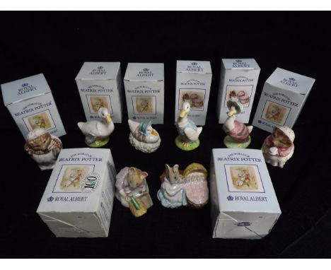 8 x GB Royal Albert 'Puddle-Duck, Tiggy Winkle &amp; Hunca Munca' Beatrix Pottery Figures. Titles are - Rebecca Puddleduck, J