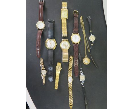 A collection of eight manual and three quartz Ladies and Gents vintage watches including Roamer 
Condition report: Seven of t