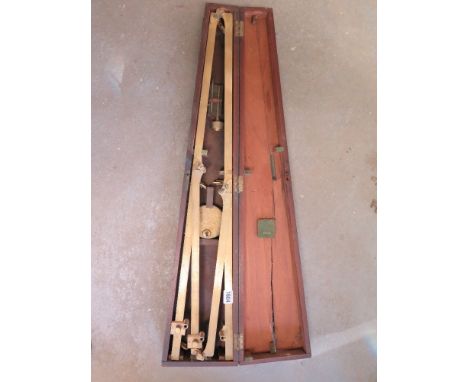 A 19th century brass Pantograph by Elliot Holborn, London - in a mahogany box - Length 82 cm 