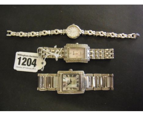 A silver Gems ladies wristwatch inset with 1.00ct of diamonds and a mother of pearl dial, an Ingersoll Gems wristwatch and a 