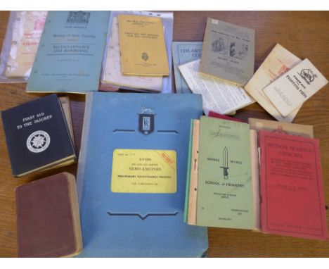 Twenty two military instruction manuals etc. - Cavalry Training and Regulations 1912 to Derbyshire Yeomanry, Siddeley Puma 19