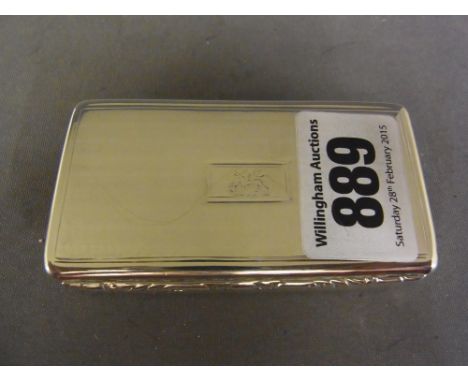 A George IV silver snuff box of rectangular form with ribbed sides and engine turned decoration - Hallmarked Birmingham 1829 