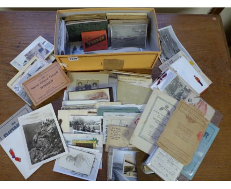 A box military ephemera - including miniature portrait, photo's, postcards, banknotes etc. 
Condition report: Good overall, s