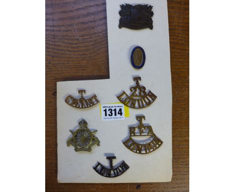 Seven First World War military badges and shoulder titles - all guaranteed original from the Ron Handley collection, badges i