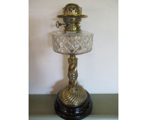 A Victorian oil lamp with twin Hicks and Son burner - Height 45 cm 
Condition report: Good overall condition 