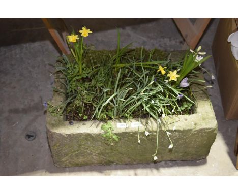 A Rectangular sandstone trough of small proportions, 62x43cm. 