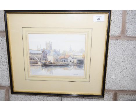 Mark Cook (1868 - 1951) 'Cow Lane Basin, Chester' Watercolour. 