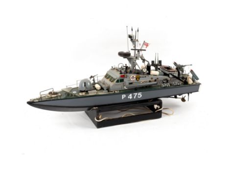 A British remote control model gun boat, The Kestrel P475, 104cm long