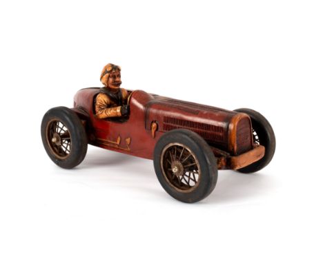 A red composite model Alfa Romeo with spoked wheels and pneumatic tyres, 54cm long