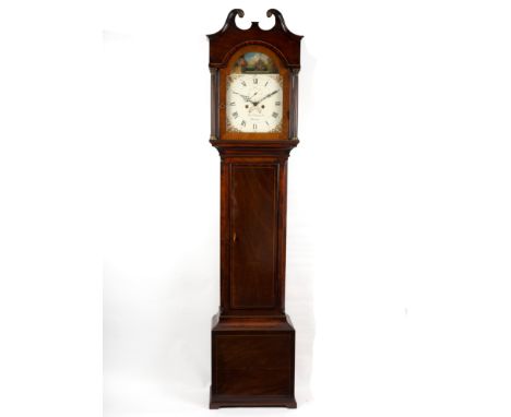 An early 19th Century mahogany eight-day longcase clock, Thomas Thackwell Bristol, the painted face with ship automaton to th