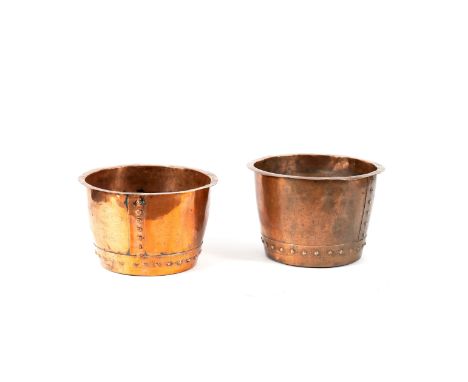 A copper copper and another almost matching, each 51cm diameter CONDITION REPORT: One has a hole in the base and a patch to t