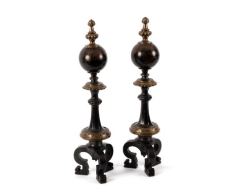 A pair of andiron ends of 18th Century style, 60cm high