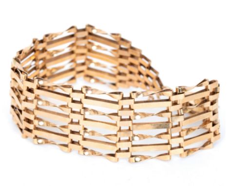 A 14ct yellow gold bracelet, approximately 8.2gm, a 9ct gold gate link bracelet with heart-shaped padlock clasp and sundry 9c
