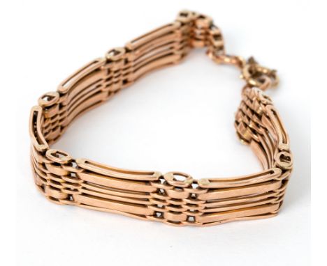 A 9ct rose gold gate link bracelet, approximately 19.5gm