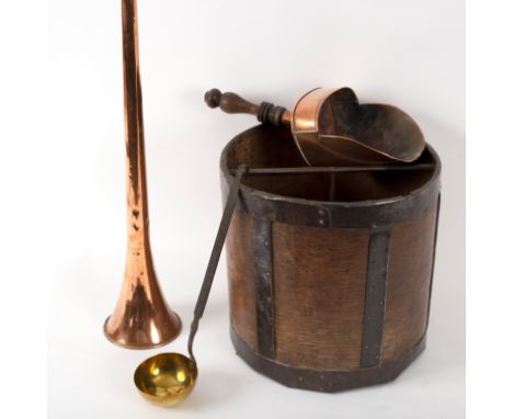 A bushel measure, a coaching horn, a shovel and a ladle