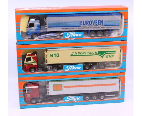 Tekno: A boxed Tekno diecast, Euroveen lorry, 1:50 Scale, Made in Holland. Together with a&nbsp;boxed Tekno diecast, Van Den 