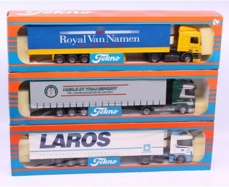 Tekno: A boxed Tekno diecast, Laros Transport lorry, 1:50 Scale, Made in Holland. Together with another boxed Tekno diecast, 