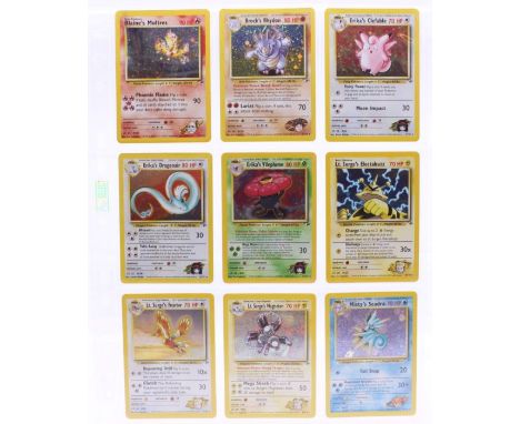 Pokemon: A complete Pokemon Gym Heroes set, comprising 132 cards. To include some 1st Edition cards: Brock's Rhyhorn #22, Mis