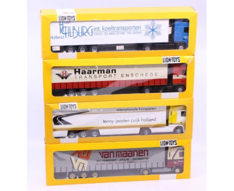 Lion Toys: A collection of four boxed Lion Toys, diecast lorries, 1:50 Scale, Made in Holland, to comprise: Haarman Transport