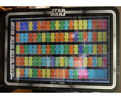 Star Wars: A Star Wars display cabinet, with working LED lighting, made from perspex and plyboard with magnetic perspex cover