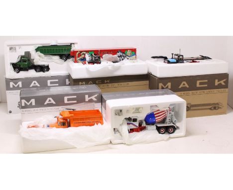 First Gear: A collection of five boxed First Gear models, 1:34 Scale, to comprise: Mack R-Model with Dump Trailer, R-Model Ma