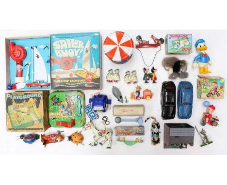 Tinplate: A collection of assorted boxed and unboxed tinplate and other collectable items to include: Triang Sailor Ahoy!, To