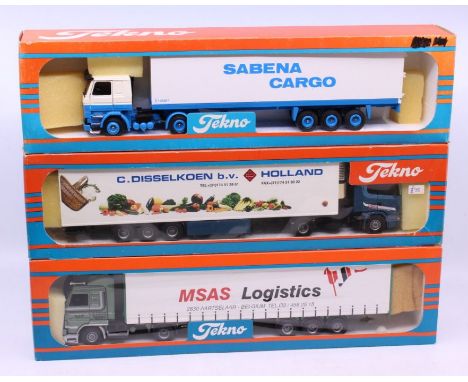 Tekno: A boxed Tekno diecast, MSAS Logistics lorry, 1:50 Scale, Made in Holland. Together with another boxed Tekno diecast, C