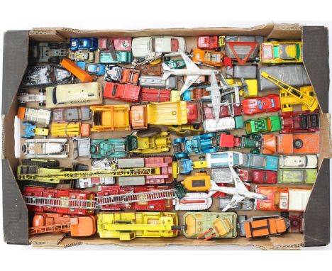 Diecast: A collection of assorted diecast, playworn vehicles to include: Spot-on Austin Taxi, Matchbox Superfast and Superkin