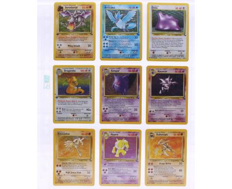 Pokemon: A complete Pokemon Fossil set, comprising 62 cards. To include some 1st Edition cards: Aerodactyl #1, Dragonite #4, 