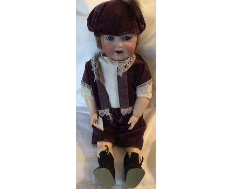 Kley &amp; Hahn: A Kley &amp; Hahn, bisque head doll, jointed knees and elbows, open mouth, 'flirty' eyes, painted lashes. Ma