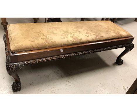 A circa 1900 mahogany carved and reeded standard lamp of bed post form on a tripod base, together with an early 20th Century 