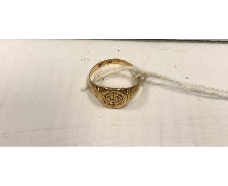 A Victorian 18 carat gold signet ring bearing the initials "CF" of Charles Forbes Leith (Birmingham 1850) approx. 4 g