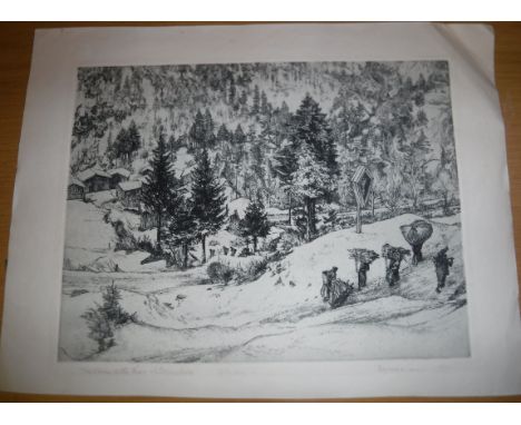 AFTER RAYMOND TEAGUE COWERN (1913-1986) "The Valley of Paive at Sottocastello", etching, signed, dated "1939" and titled to t