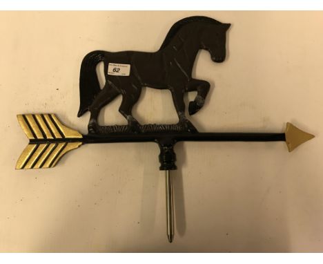 A black and gold painted cast iron "Horse" weather vane