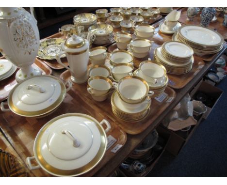 Four trays of Royal Worcester fine bone china 'Durham' tea and dinnerware items to include: teapot; two handled bowls; cups a