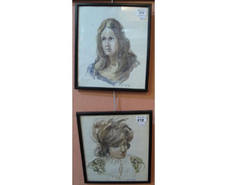 W. Lee Hankey, portrait studies, a pair, signed, watercolours, 30 x 27cm.  Framed and glazed. (2)(B.P. 24% incl. VAT)Inv. 170