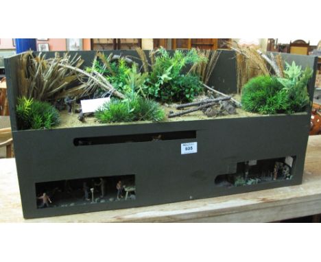 Scale model Diorama of 'Viet Cong' war bunker with figures and foliage, 71 x 25 x 35cm approx.(B.P. 24% incl. VAT)