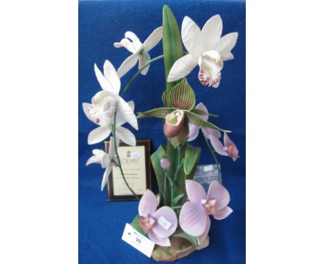 A Limited Edition Boehm ceramic flower ornament orchid, 31/350. (AF)(B.P. 24% incl. VAT)   CONDITION REPORT:  There are some 