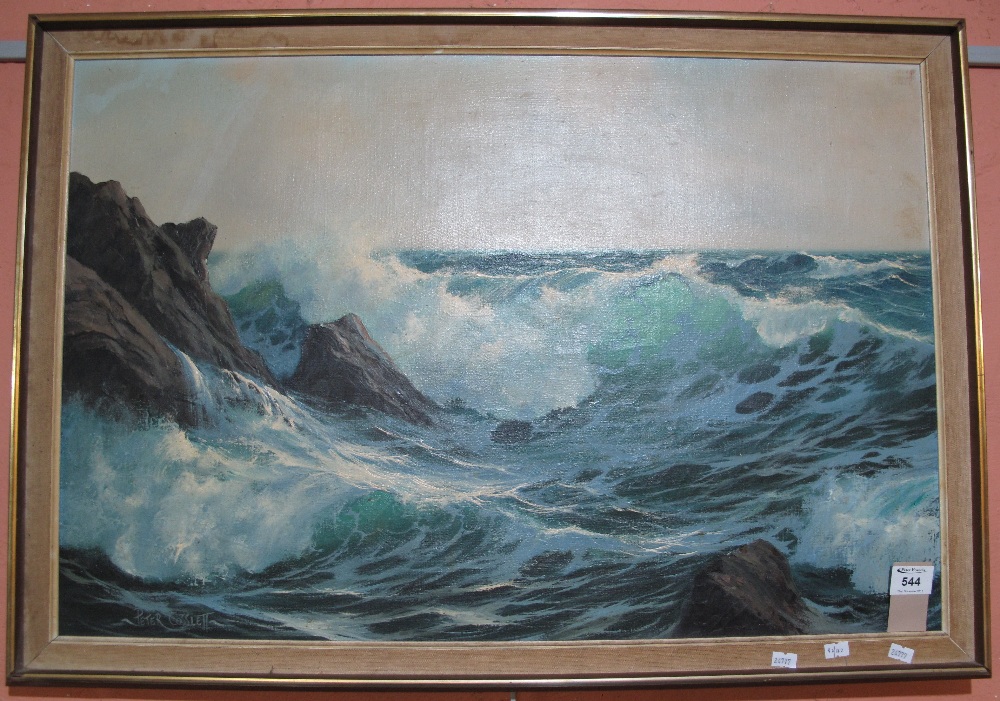 Peter Cosslett, (20th Century), seascape with breaking surf, signed ...