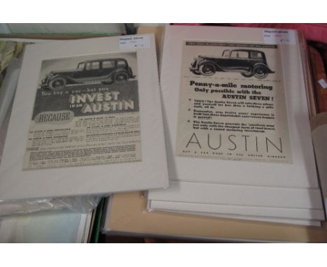 Mixed ephemera to include: Dickens and other book plates, together with automobile adverts: Austin 7; Austin Big 7 etc.(B.P. 