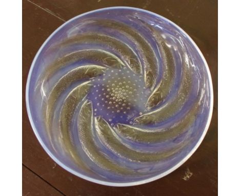 R. Lalique "Poissons" opalescent plate signed to base, H25cm approx