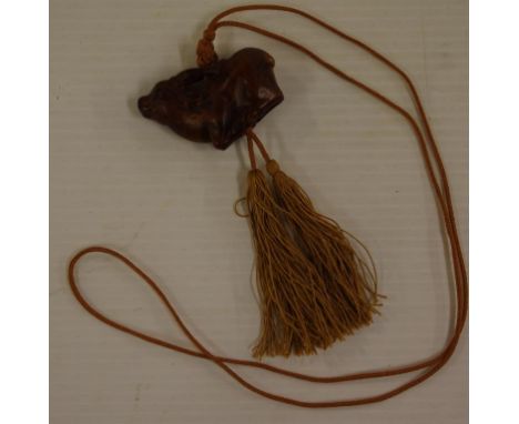 Chinese carved timber netsuke of an Ox