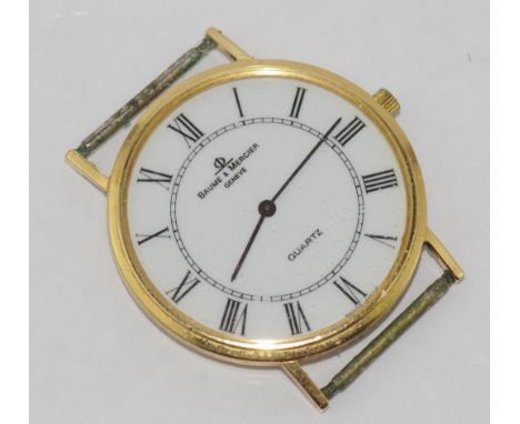 Vintage Baume & Mercier 18K Yellow Gold watch quartz with white dial. Back stamped 750. No strap.