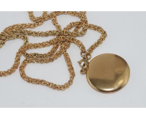 Vintage 9ct yellow gold  round locket with gold filled chain