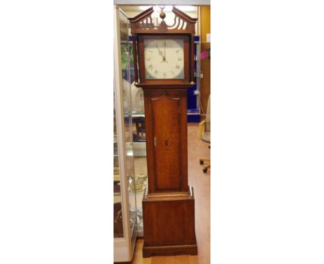 George III oak longcase clock with square painted dial, signed Sidwell, Nuneaton, 30 hour striking movement (bell), circa 180