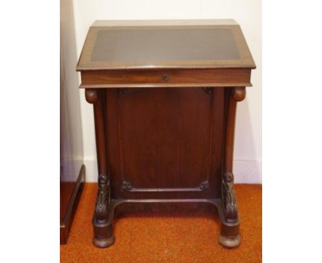 19th century rosewood & cedar davenport desk with drawers to the right side, 62cm wide, 84cm high