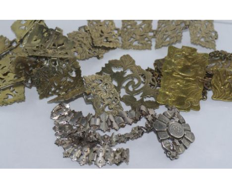 Silver (900) necklace & pendant with two vintage belts, one marked EPNS and the other metal