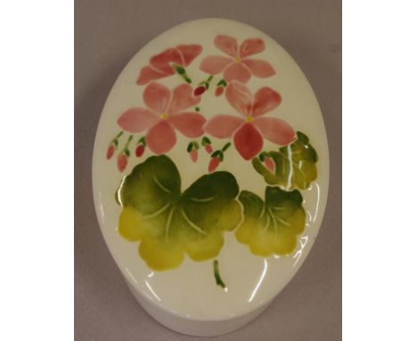 Moorcroft floral pattern lidded trinket box 13.5cm X 9cm approx